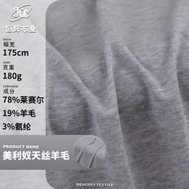 美利奴天丝羊毛罗纹布料 180g针织弹力莱赛尔面料 打底衫短袖面料