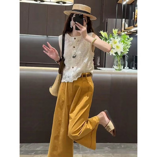 Summer Outfits with a Complete Set of 2024 New Styles for Small People to Look Taller, Fashionable and High-End Tops and Pants Two-Piece Suits for Women