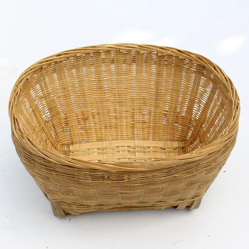 竹篮子手工编织菜篮装鸡蛋水果篮收纳竹篮竹筐竹编无提把大小可选