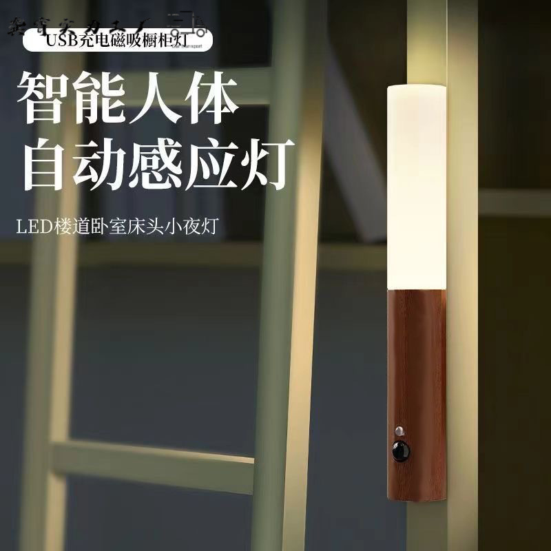 Corredor de inducción, luz de escalera recargable para el cuerpo humano, luz de pared inteligente gratuita, luz nocturna, pasillo perforado, carga magnética, mano