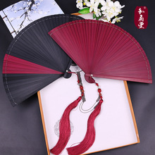 中国风全竹扇子雕刻镂空日式古风男女士折扇手工红黑色小巧舞嘉卓