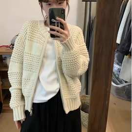 毛衣外套女韩系chic秋冬百搭宽松显瘦复古双拉链时尚针织长袖上衣