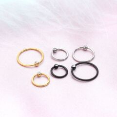 Stainless steel electroplated seamless diamond stud earrings, nose pins, navel rings, body piercing jewelry, cross-border supply