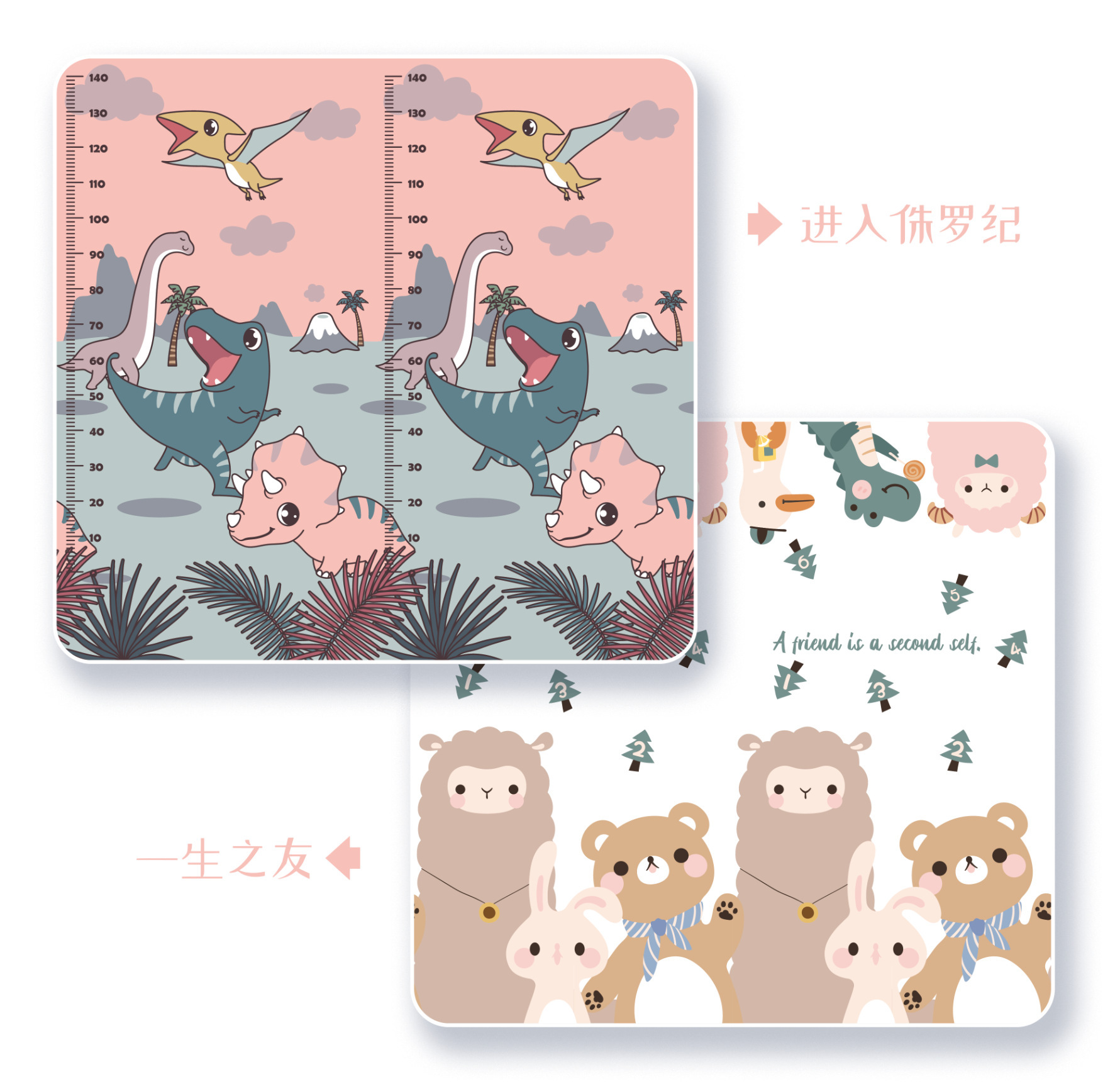 Crawling Mat plegable de dibujos animados para niños impresión en color XPE estera de espuma resistente a la caída del niño bebé gateando Mat al por mayor