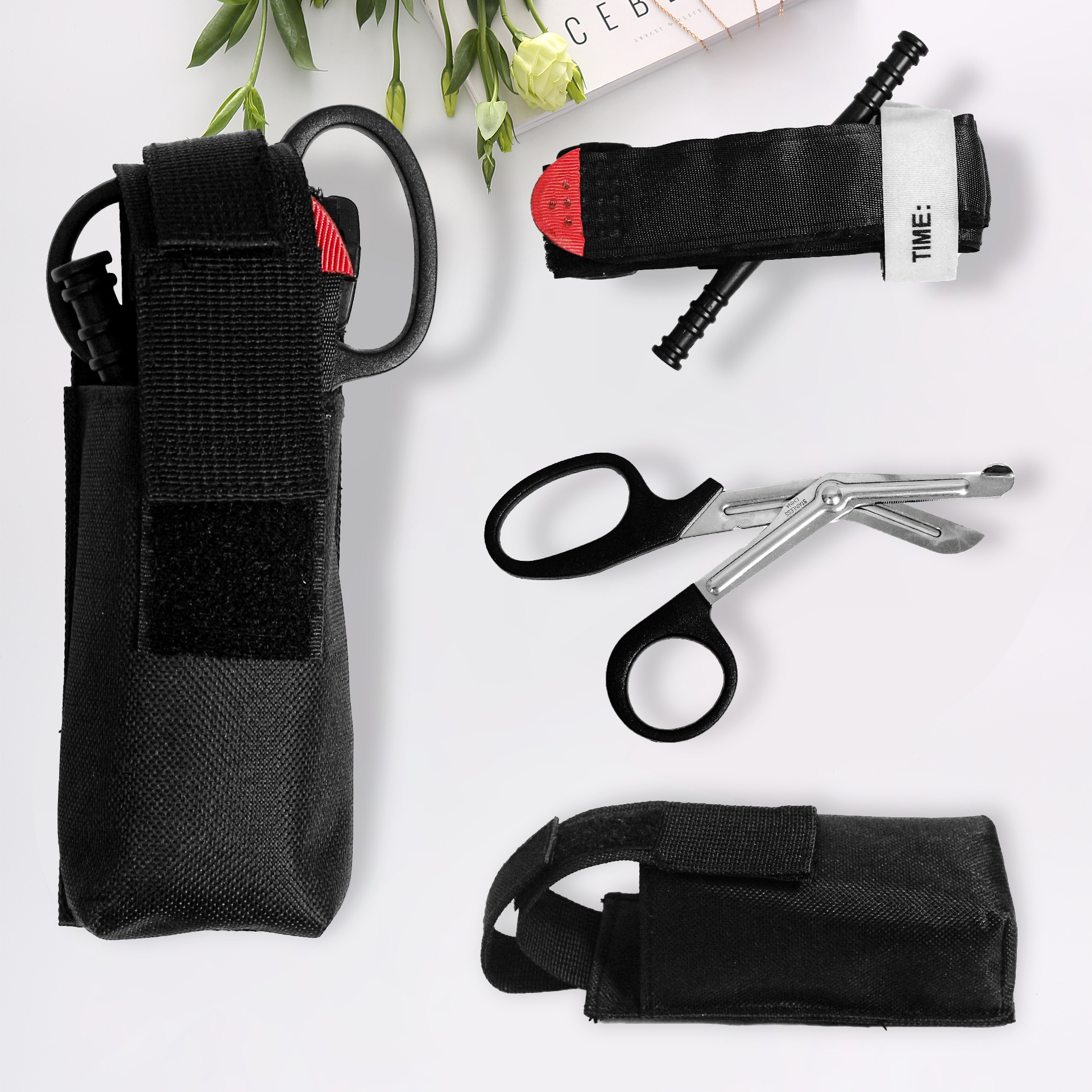 GATO de combate táctico torniquete + sistema MOLLE Kit Médico + Pequeño Táctico EMT médico tijeras traje