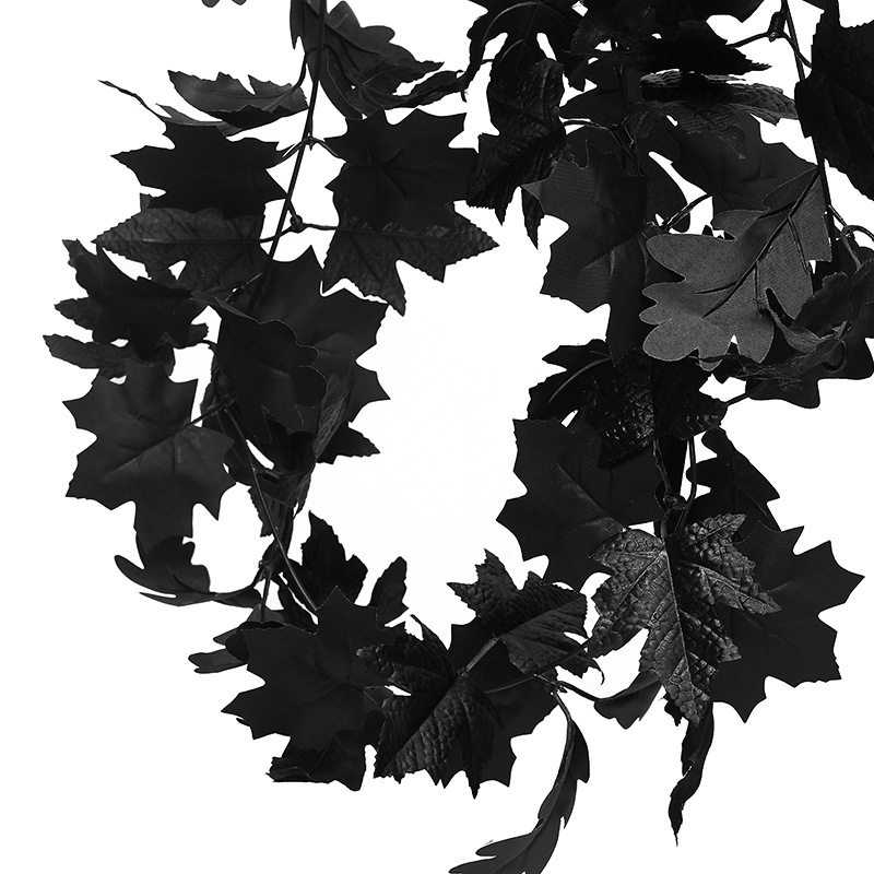 仿真楓葉藤條 萬聖節黑色楓葉藤條感恩節壁掛裝飾仿真楓葉藤條
