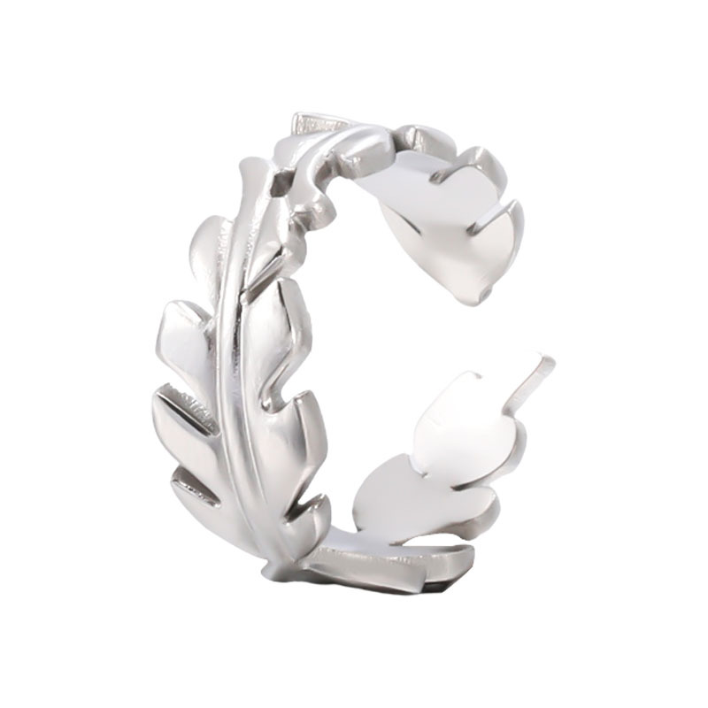Fashion Style Fashion Leaves Stainless Steel Plating Open Ring