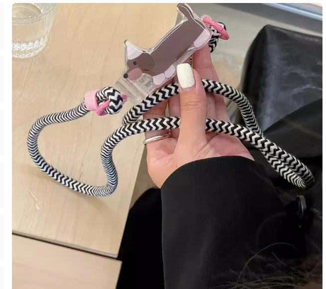 Divertido personalizado texto teléfono caso clip trasero crossbody cuerda para Apple Huawei hombres y mujeres perla cadena creativa nuevo