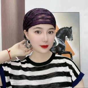 Lace Mesh Fashionable White Hair Covering Artifact Baotou Hat Elegant and Stylish Hat for Women 2023 New Turban Hat