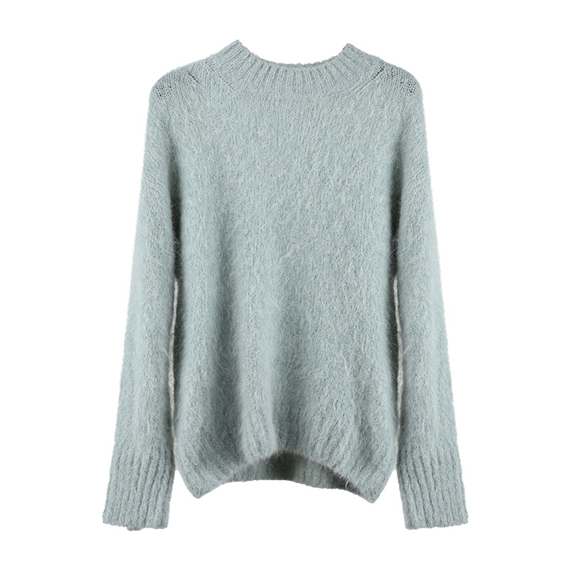 【広州6m】アルパカウールのゆったりとしたセーター2025冬服韓国版シンプル長袖ラウンドネックトップスM9253