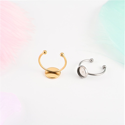 New stainless steel disc ring holder with opening U-shaped adjustable ring welding time gemstone holder diy jewelry accessories