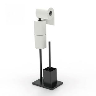 Household Toilet Floor-standing Tissue Holer with Toilet Brush Stainless Steel Roll Paper Holer Standing Toilet Paper Rack