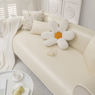 Sofa Cushion Summer Mat Ice Silk Non-Slip Cushion Pure Color 2025 New Summer Cushion Cover Cool Mat Cover Cloth