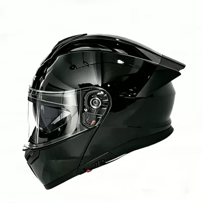 electric vehicle helmet with built-in, Motosiklet kaskı (dəbilqə) - piano-black-transparent-mirror-m-54-55