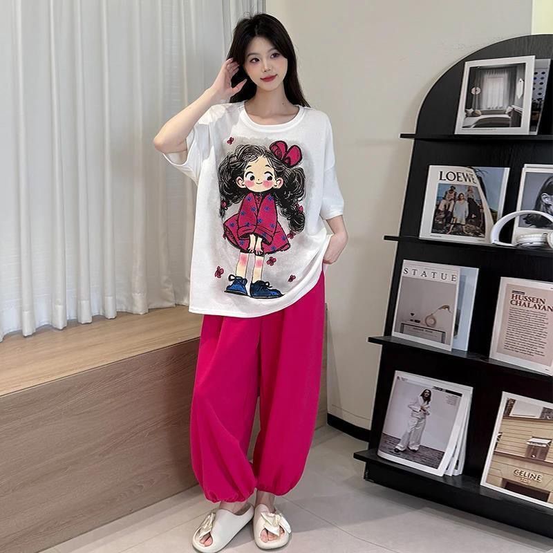 Pijamas transfronterizos al por mayor con almohadilla para el pecho para mujer verano dulce y lindo pantalones de manga corta Nube algodón estilo princesa conjunto de servicio a domicilio
