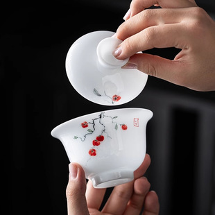 Fun with Ice Jade Porcelain Kung Fu Tea Set suit 2024 New Household Chinese High-grade White Porcelain Bowl Gift Box