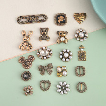 新款复古文艺系列DIY合金饰品配件镶钻小熊爱心蝴蝶结配饰手工饰