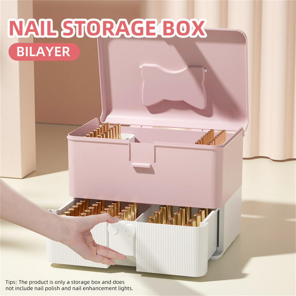 Manicure toolbox nail lamp nail glue toy storage box portable double-layer household store multi-functional