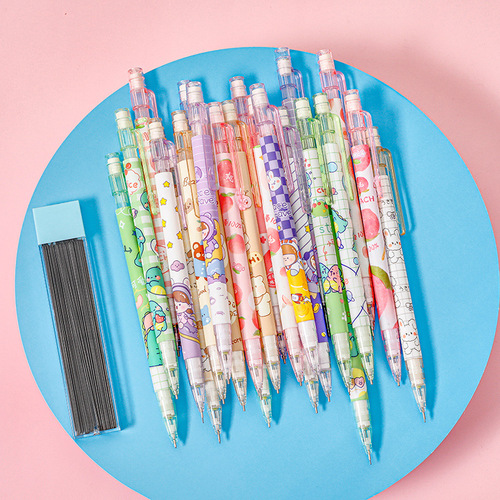Peach Mechanical Pencil 0.5mm Mechanical Pencil for Primary School Students with Continuous Refill Automatic Pen Stationery