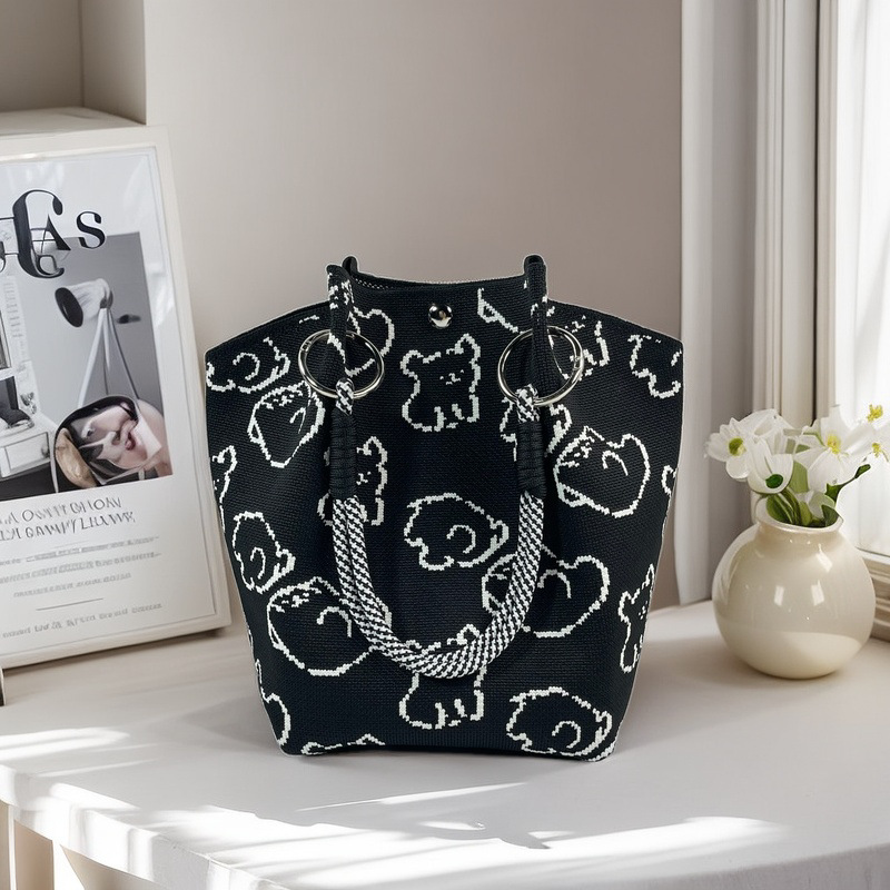 Nuevo estilo bolso de hebilla tejido bolso de punto hebilla magnética tridimensional bolso de mano bolso de embrague fabricante de bolsos tejidos al por mayor