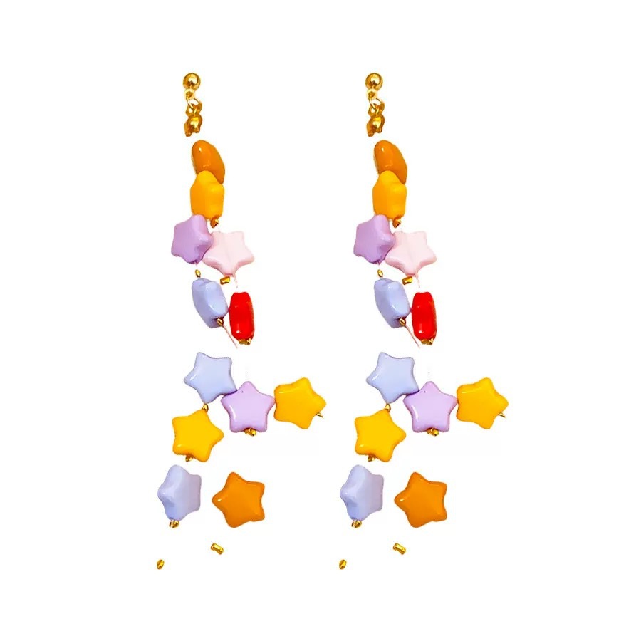 Pendientes de borla de estrellas de dopamina de colores Pendientes de diseño de nicho para niñas adecuados para el verano Pendientes únicos y hermosos