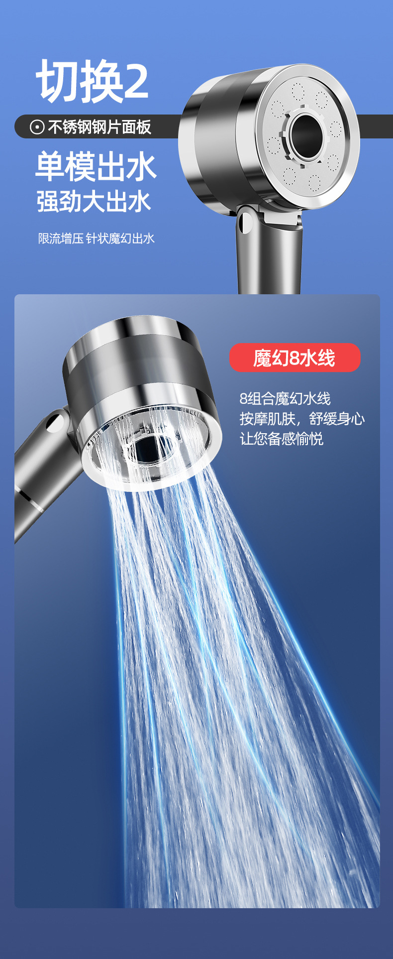 Shower head, double-sided pressurized shower head, water heater, bathroom, hand-held shower head, single head undefined