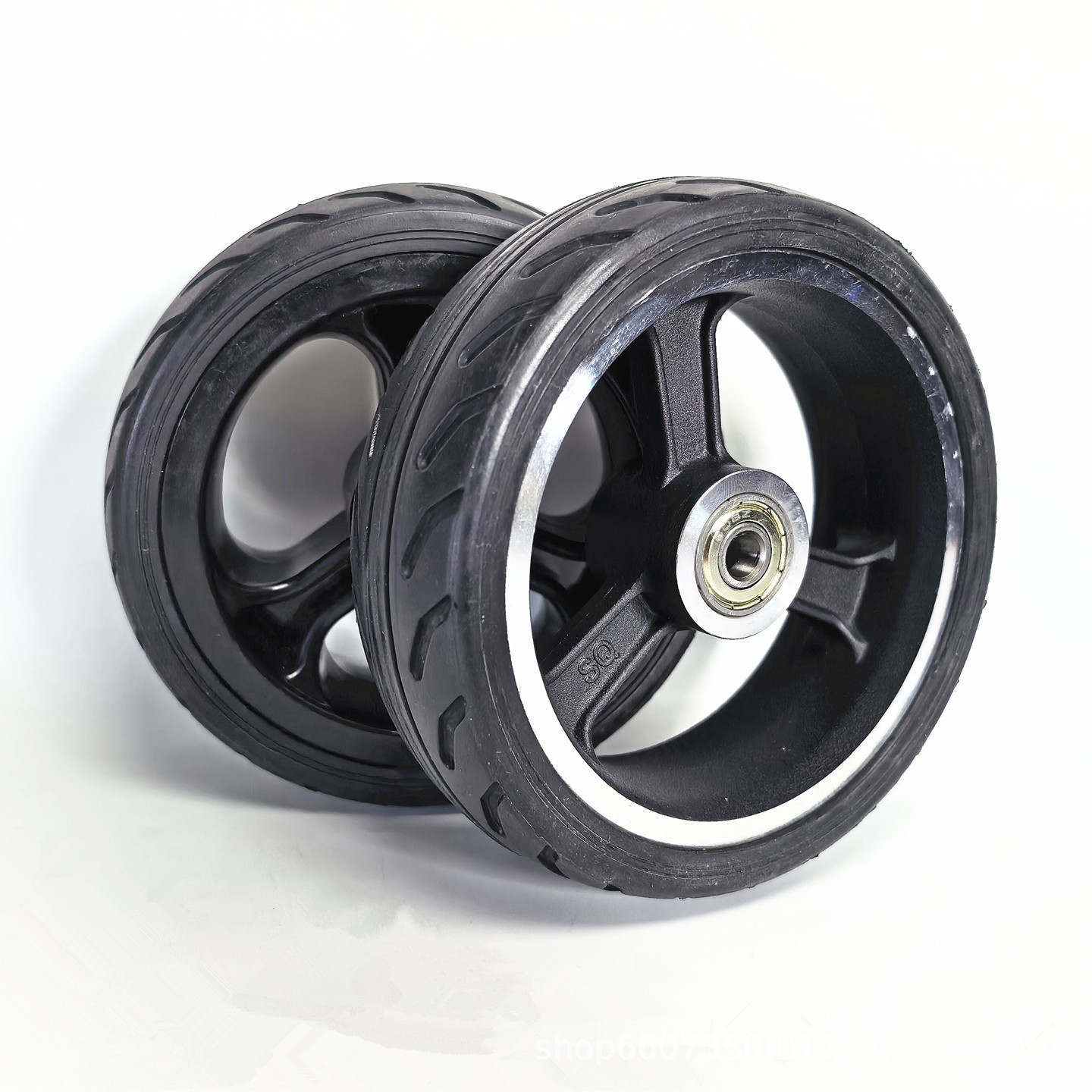 5-inch 5x1.6 electric scooter shopping cart tire assembly, no inflation required, puncture-resistant, 5x2 solid tire, complete wheel