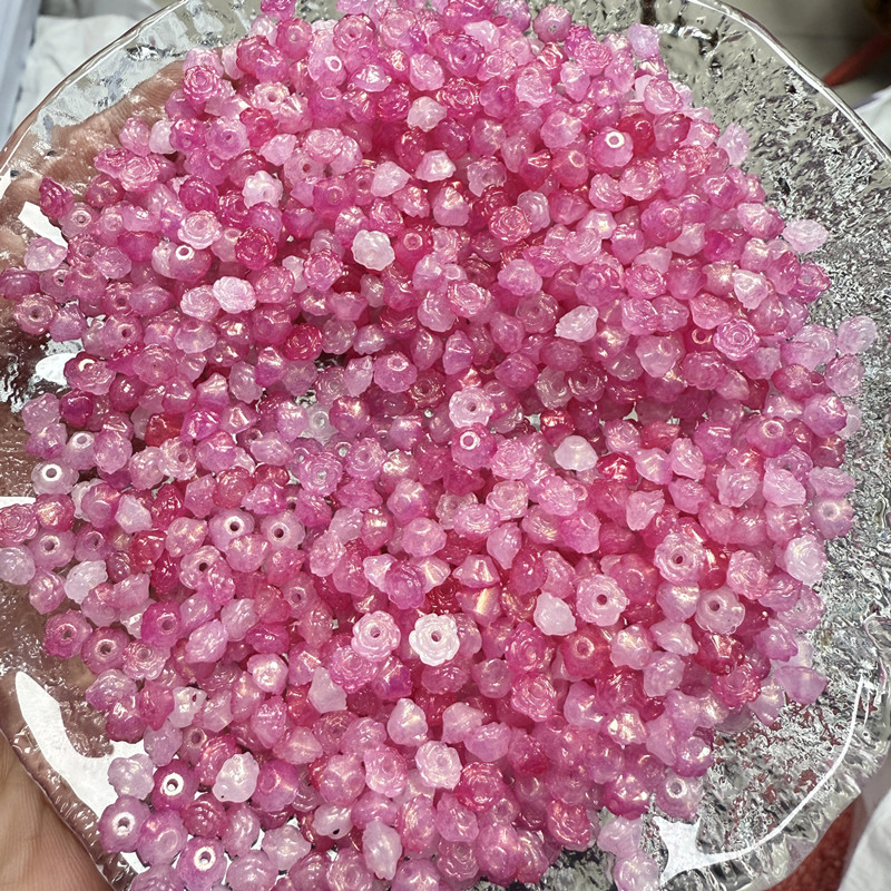Luz nocturna brillante dorada rosa mini camellia acrílico diy cuentas hechas a mano al por mayor explosión de sonido