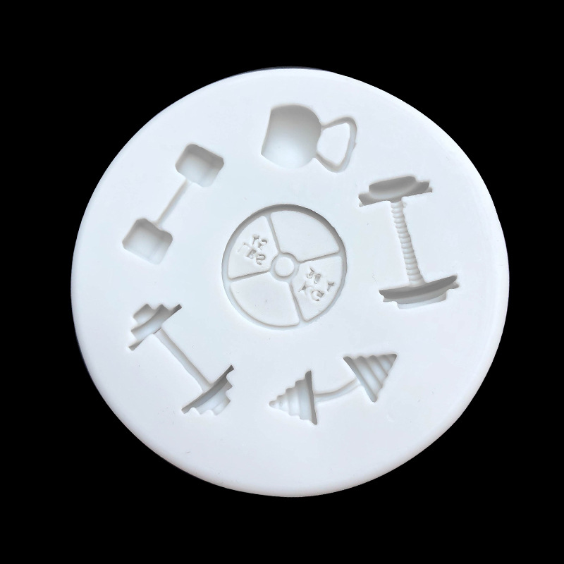 DIY equipo de fitness Barbell hierro pastel tiro poner forma fondant silicona molde chocolate pastel decoración hornear