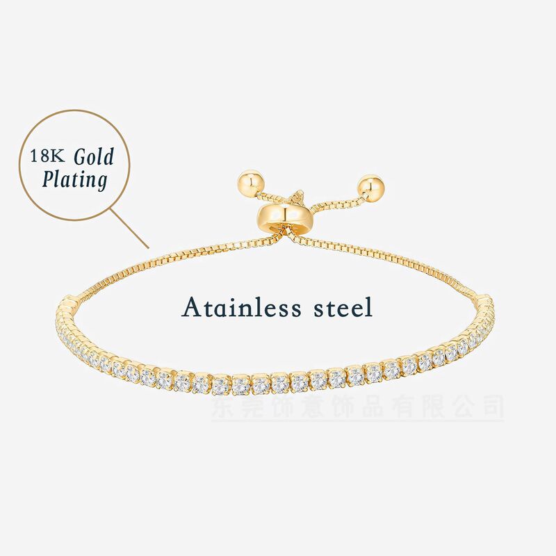 Hot-Selling Adjustable Slider Stainless Steel Bracelet for Women, 18K Electroplated Fashion Korean Jewelry Factory Wholesale Chain