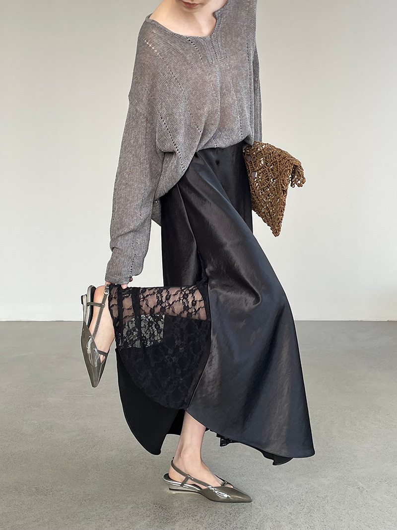 Taochuan temperament goddess model!Satin lace skirt for women with…