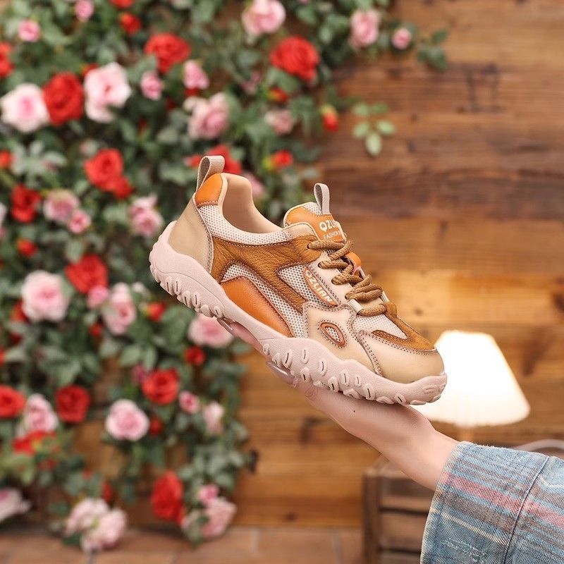 Zapatos deportivos de mujer 2025 nuevos zapatos casuales de primavera y verano de malla de mujer explosión versátil retro ligero zapatos de malla Gump