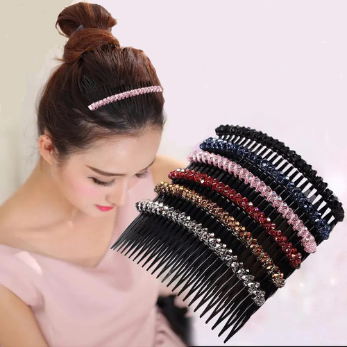 Crystal Hair Comb Bangs Comb Inverted Comb Hairpin Korean Hair Accessory Adult Hairpin Back of Head Broken Hair Organizer Wholesale