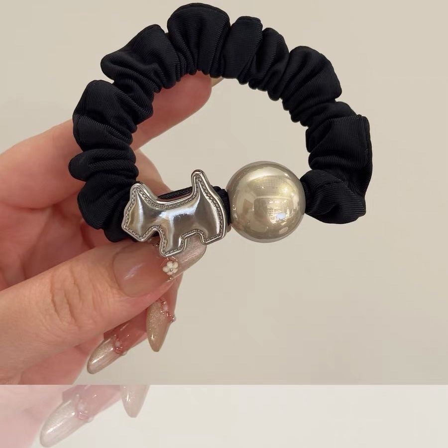 Tejido a mano perla intestino grueso anillo de cabello Ruyi temperamento de alta elasticidad cabeza de cola de caballo cuerdas de cabello adornamiento de cabello para mujeres