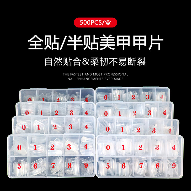 Short, Long, Seamless, Natural and Transparent Manicure Nails, Full and Half Stickers, French Extension Fake Nails, Wearable Nail Patches