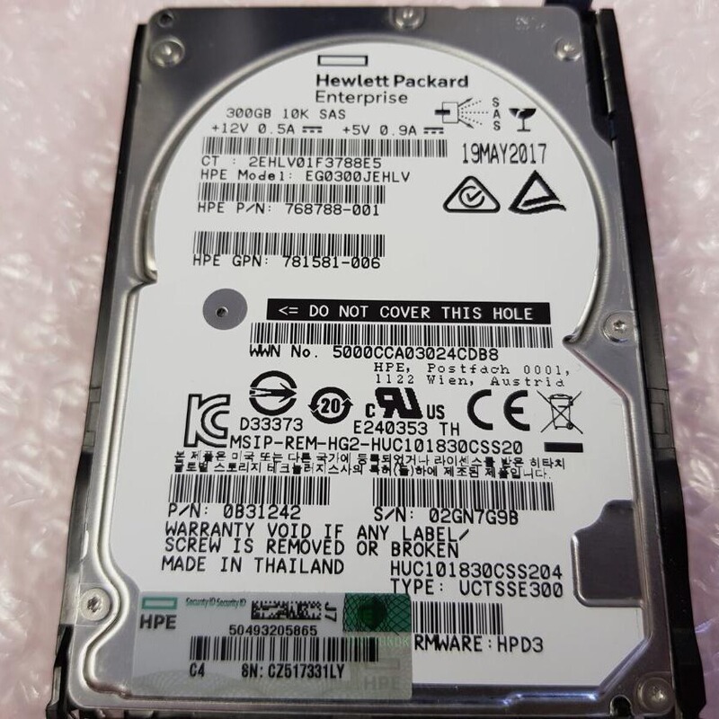 Hp 300g 10K Sas 12g 2.5 G8 G9 Hard Drive 785067-B21 785410-001