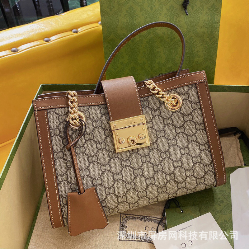Original Gucci Padlock Small Lock Buckle Bag Printed Shopping Bag Chain Tote Bag Single Shoulder Women's Bag Original Gucci Padlock Small Lock Buckle Bag Printed Shopping Bag Chain Tote Bag Single Shoulder Women's Bag