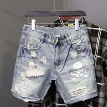 V 24487 Men's Light Blue Denim Shorts ��ʿţ�ж̿� ����