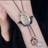 Sweater, long demi-season universal fashionable necklace, high-end accessory, cat's eye, simple and elegant design, Korean style