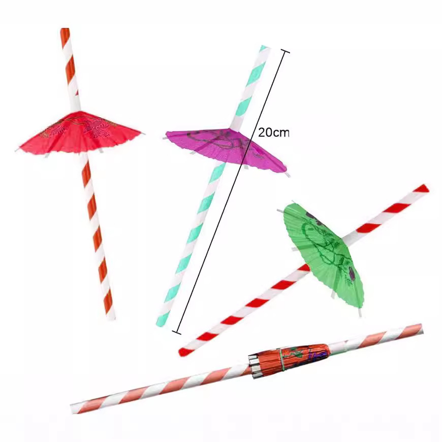 Papel de paja de paraguas Hawaiano directo de fábrica creativo tridimensional panal decoración de frutas paja de papel desechable