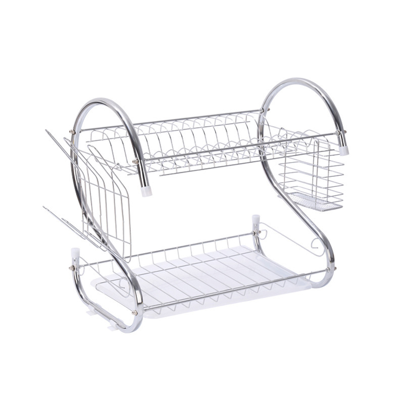Escurridor de Platos Doble Capa Tipo S de Hierro con Soporte para Cuchillos para Encimera de Cocina image 6