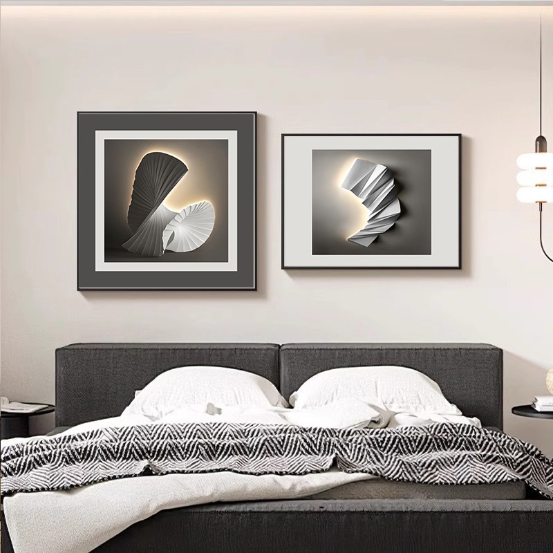 黑白蝴蝶卧室床头装饰画主卧房间背景墙高级感挂画抽象餐厅壁画|undefined