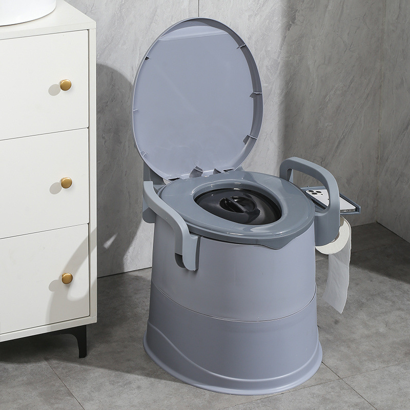 Mobile toilet, elderly toilet, home, pregnant women, indoor deodorizing, covered, adult portable plastic armrest toilet chair full figure