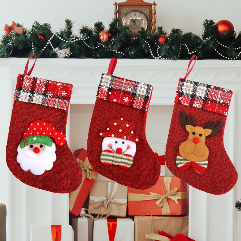Cross-border new Christmas socks children's candy gift bag Christmas decorations shopping mall window pendant gift bag