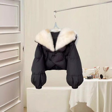 冬季短款羽绒服女装新款时尚大毛领灯笼袖小众设计轻蓬松外套