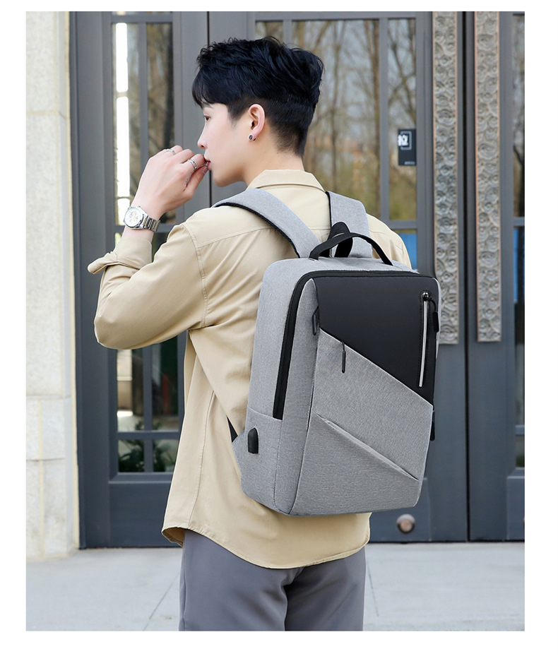 Fashion Solid Color Square Zipper Functional Backpack display picture 6