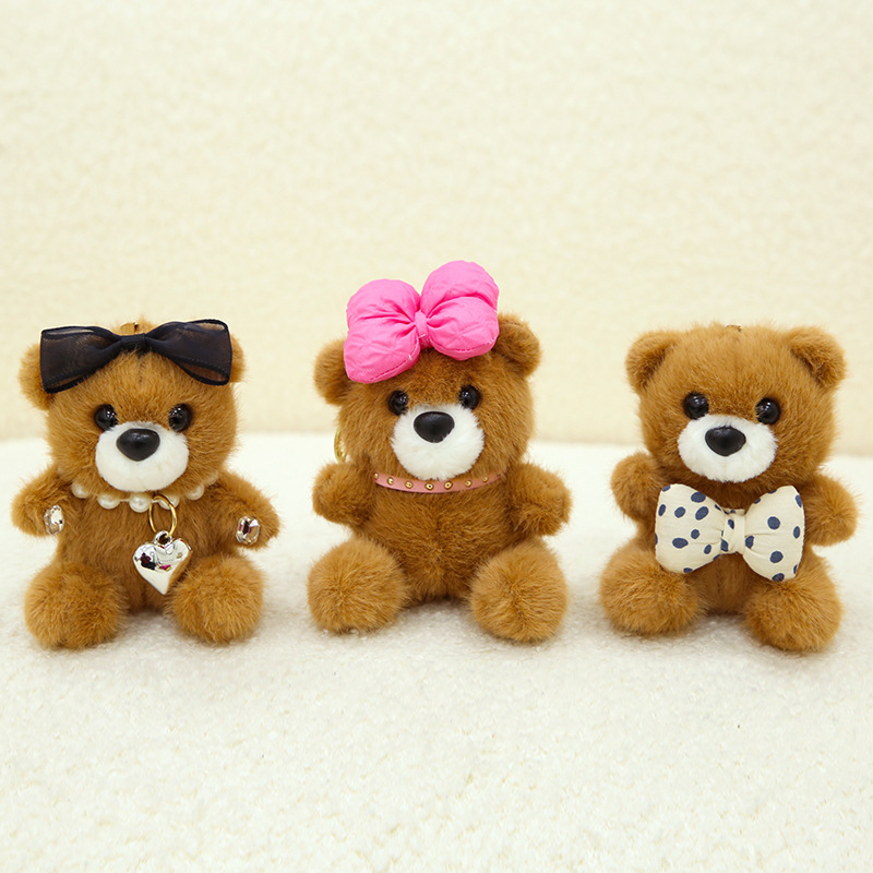 毛衣小熊开心领结熊珍珠项链小熊挂件包包钥匙扣玩偶婚礼手伴批发