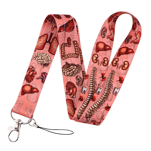 Human body system structure cartoon mobile phone rope ID card tag U disk hanging neck key chain lanyard medical student accessories