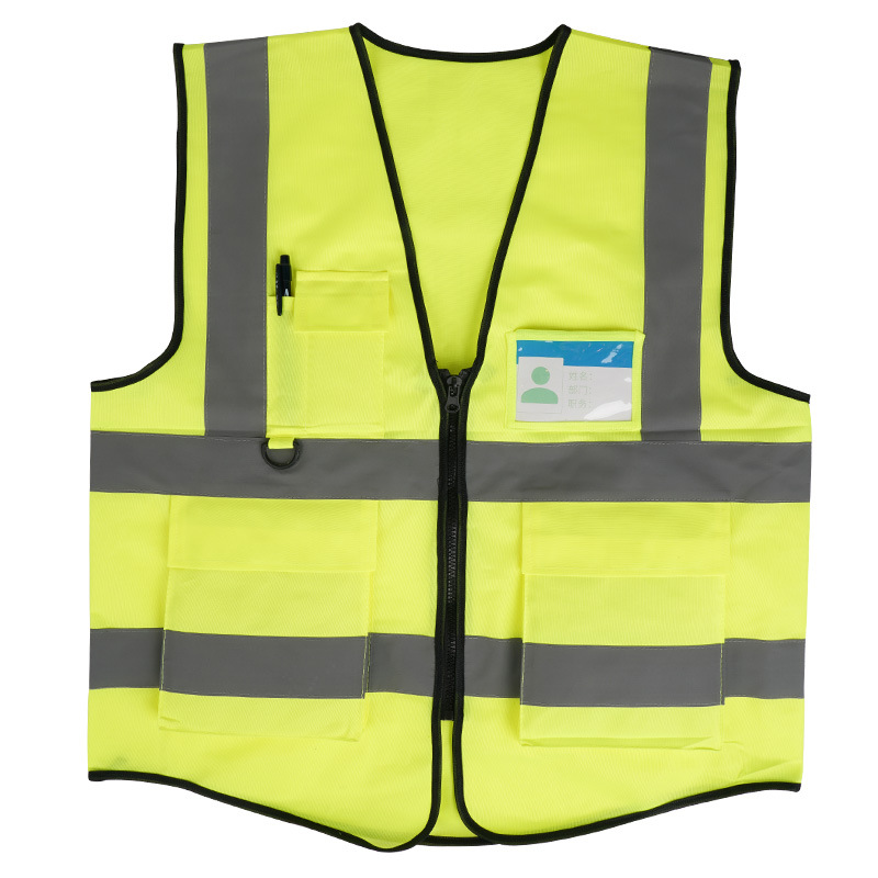Chaleco personalizado de impresión de saneamiento de tráfico construcción de seguridad chaleco reflectante de bolsillo publicitario sitio de construcción