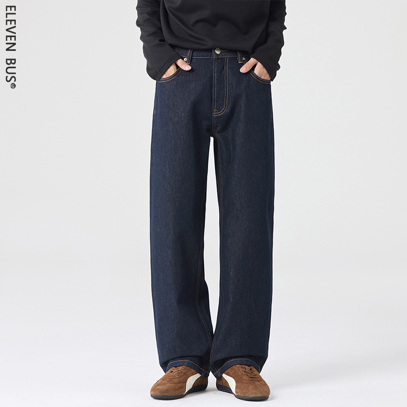 New American-Style Trendy Men's Jeans 2026 New Model Original Color Pure Cotton Washed Casual Denim Long Pants for Men